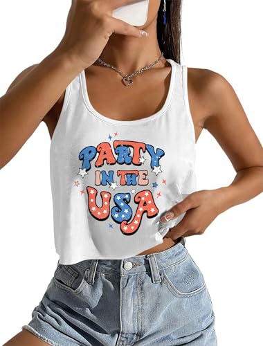 Image of Ithalt Womens American Flag Shirts 4th of July Outfits USA T-Shirt Patriotic Tank Shirt Fourth of July Sleeveless Tops