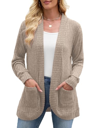 Image of Heymoments Knitted Open Front Cardigan for Women Long Sleeve Causal Bolero Lightweight Sweaters
