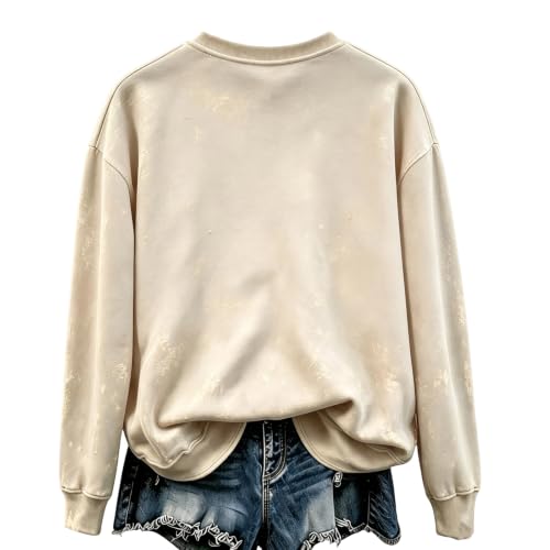 Sweatshirt for Women Crew Neck Fall Outfits Vintage Long Sleeve Blouses - image 3