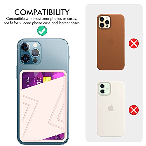 Image of Phone Card Holder Silicone Wallet Stick-on ID Credit Card Pocket for Smartphones (C-Pink)