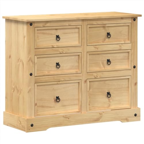 vidaXL Commode Corona 110x43x91 cm Bois Massif de pin, Commode à tiroirs, classeur, Armoire à tiroirs, Armoire de Rangement, Buffet