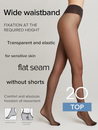 Image of Conte Tights Sheer to Waist Hipster Low-Rise Pantyhose with Adjustable Belt, Top 20 Den