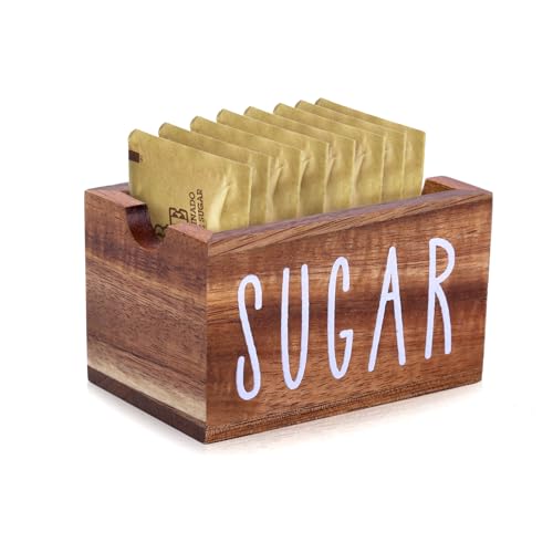 MOJIEZUO Sugar Packet Holder for Coffee Bar,Seasoning Packet Organizer, Wood Sugar Packet Caddy,Small Sugar Packet Container Tea Bag Organizer for Office, Hotel,Drawer,Kitchen