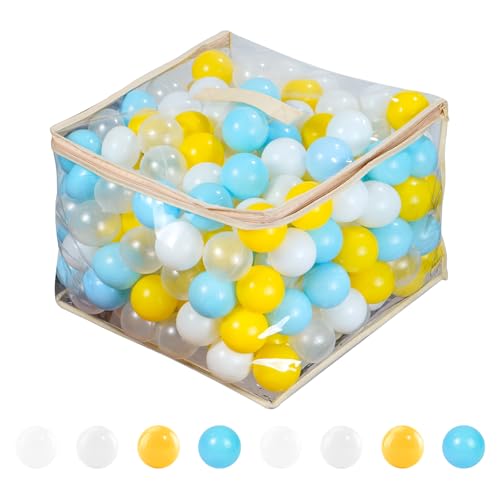 MoonxHome Ball Pit Balls for Toddlers, Plastic Balls for Ball Pit, BPA Free Crush Proof, Kid\'s Pool Water Toys for Play Tent 2.15\" Blue&Yellow 100pcs - Thumbnail 2