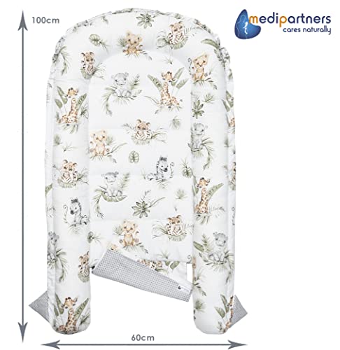 Medi Partners Babynest Nestchen Baby Set für Neugeborene - 100x60x10 Kuschelnest 5 teilig tragbar Nest zweiseitig Babynestchen Bett 100%… – Ansicht 4