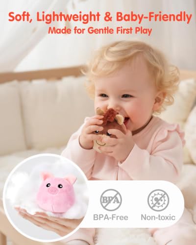 Image of hahaland Baby Toys 6-12 Months - Surprise Barn Stuffed Farm Animals Plush | 6 Month Old Montessori Toys with Rattle Crinkle Sound, Texures, Mirror, Infant Sensory Balls 7 8 9 Month Old Baby Boy Gifts