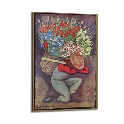 Impression sur toile Diego Rivera Le Fleuriste - Tableau mural 20x30 cm