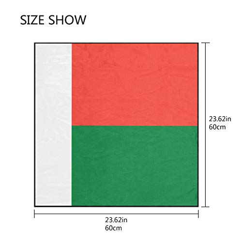 super3Dprinted Madagascar Flag Women's Square Scarf Neck Head Scarf 23.6 x 23.6 inches with 10 bobby pins2