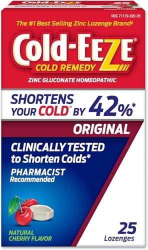 Cold-EEZE Natural Cherry Zinc Lozenges, Homeopathic Cold Remedy, Reduces Duration of the Common Cold, Sore Throat, Cough, Congestion, and Post Nasal Drip, 25 Count