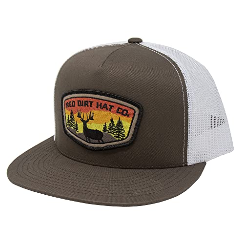 Image of Red Dirt Hat Company Sunset Deer Adjustable Snapback Hat (US, Alpha, One Size, Brown /White)