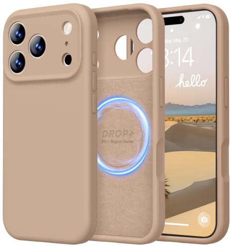 Image of LOVE 3000 Designed for iPhone 17 Pro Max Case, Premium Silicone [Compatible with Magsafe][Soft Anti-Scratch Microfiber Lining] Shockproof Protective Phone Case for Men Women 6.9 inch, Light Brown