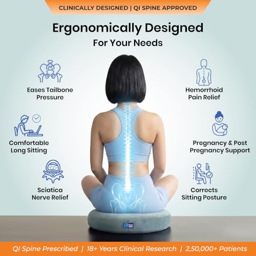 Image of Donut Pillow for Tailbone Pain | 5-Year Warranty | Coccyx Cushion for Hemorrhoids, Piles, Fistula, Sciatica, Pregnancy Pain | Car Seat Cushion for Office Chair | Orthopedic Ring Pillow | Up to 100 Kgs