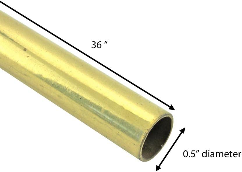Renovators Supply Manufacturing Stair Carpet Runner Rod Tube, Brass, Bright Brass Finish, 1/2"OD 36", Staircase Carpet Securing and Decorative Hardware for Home Staircases