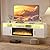 PUKAMI 70" Floating TV Stand with 36" Electric Fireplace,Wall Mounted Entertainment Center with LED Lights and Highlight Storage Cabinet for TVs up to 80" for Living Room(White)