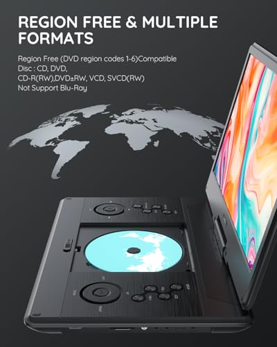 Image of BOIFUN 15.7 inch Portable DVD Player with 14.1 inch Large HD Screen, HDMI Input,5 Hours Rechargeable Battery, Support Sync TV, USB, SD Card and Multiple Disc Formats, Dual Speaker, Rich Matte Black