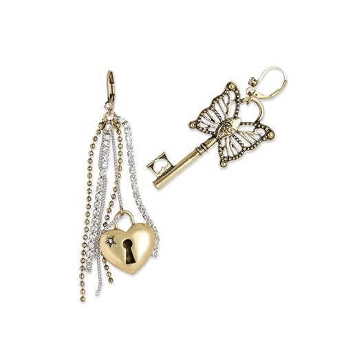 Betsey Johnson Women's Boho Butterfly Lock & Key Earrings3