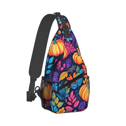 Mochila de hombro urbana con patrón de calabaza colorida miniatura 2