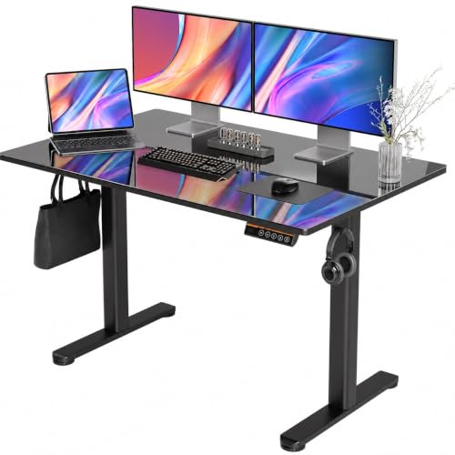 Image of Claiks Glass Standing Desk 48x24 Inch Black