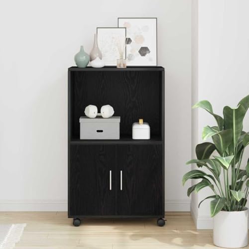 Meuble de rangement bureau compact chêne noir 55 cm de large - 2