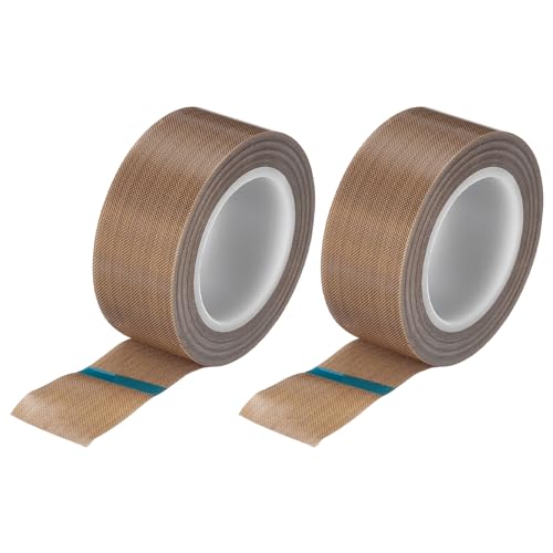 Image of MECCANIXITY 9m /30 Feet,25mm /1 Inch PTFE Tape,PTFE Fabric Tape,Adhesive PTFE Film Tape for Vacuum Sealer Machine,Hand Sealers High Temperature,Brown,Pack of 2