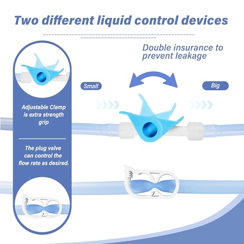 Image of TopQuaFocus Silicone Enema Bag Kit, 3L Capacity, Blue, with 6.5ft Tubing, Adjustable Clamp, Anti-Back Flow Valve, Multiple Nozzles, Storage Bag