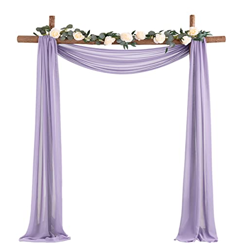Image of Socomi Wedding Arch Draping Fabric 1 Panel 29 inch x 19Ft Lavender Purple Sheer Chiffon Curtain Drapes 6 Yards for Wedding Ceremony Birthday Party Decoration