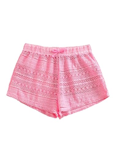 Image of Milumia Girl's Crochet Swim Cover Up Hollow Eyelet Shorts Bikini Coverup Vacation Outfits