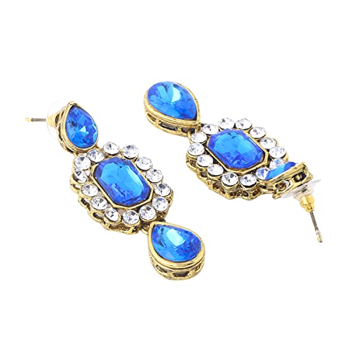 Image of Yellow Chimes Jewellery Set for Women and Girls White Beads Necklace Set for Women | Gold Tone Blue Crystal Choker Necklace Set | Birthday Gift for girls & women Anniversary Gift for Wife