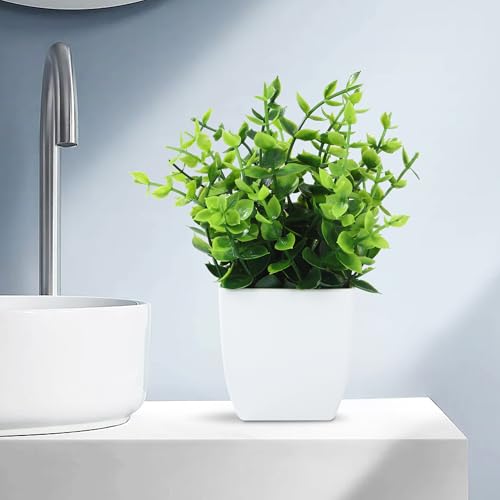 BUCOMTU 6 Stück Künstliche Pflanzen mit Topf, Künstliche Pflanzen Plastik,Kunststoff Pflanzen, Geeignet zur Dekoration für Büros, Schlafzimmer, Badezimmer, Terrassen, Wohnzimmer