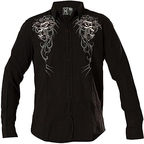 Xtreme Couture Affliction Men's Button Down Shirt Kings Fall4