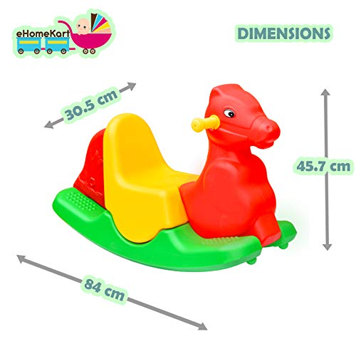 Image of eHomeKart Rocker for Kids - Multi-Color Plastic Horse Ride-on Toy - Perfect for Indoors and Outdoors - for Boys and Girls (84 x 31 x 46 cm (Horse Rocker)