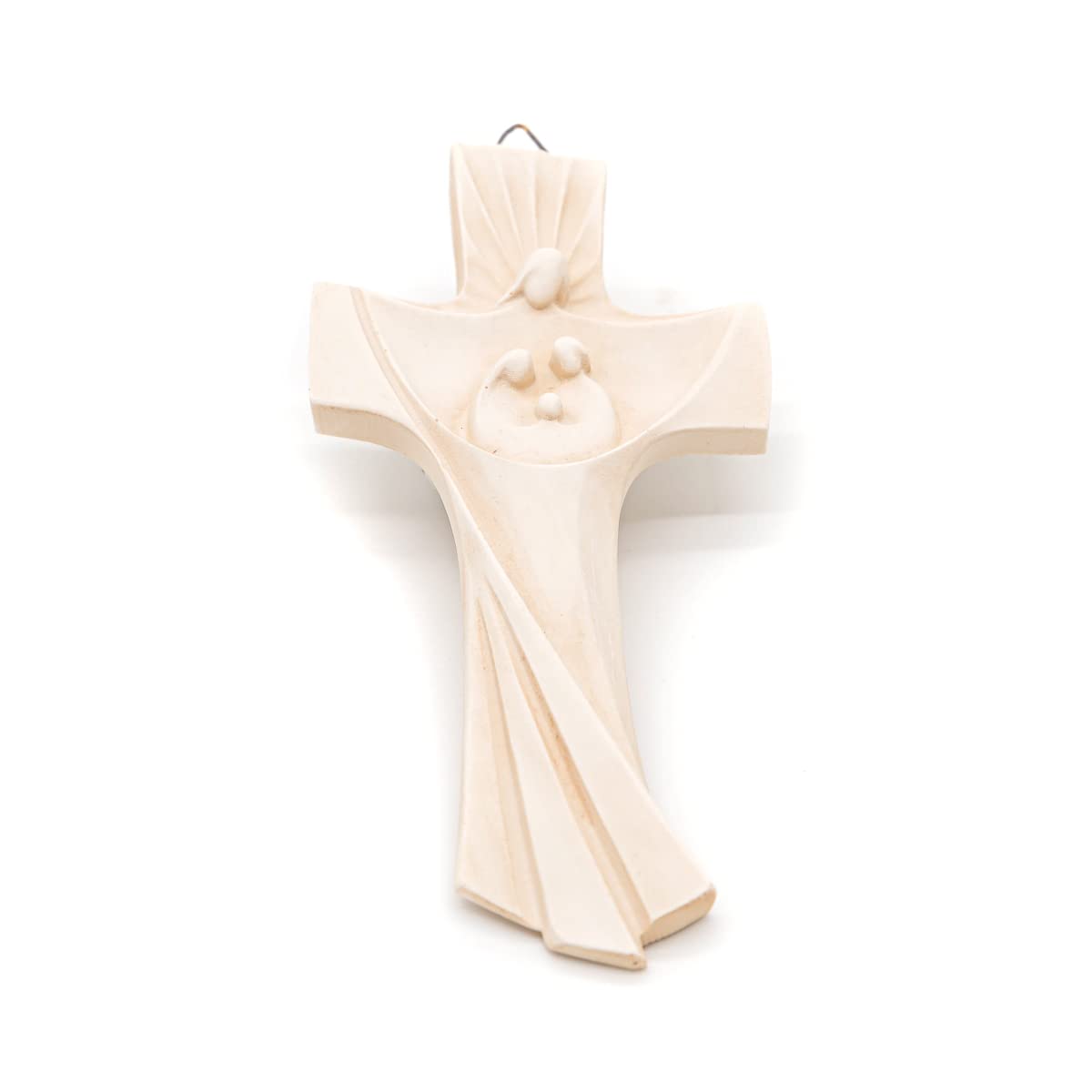 HOLY FAMILY Crucifijo Cruz resina y polvo de mármol Jesús Sagrada Familia de pared 30 cm/En clave moderna | Único en su género | Producto artesanal Made in Italy