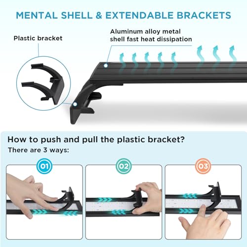 hygger 32W Aquarium LED Beleuchtung, Aquarium LED Lampe mit Timer, dimmbare, LED Aquarium Licht mit Verstellbarer Halterung für 111cm-137cm Aquarium Fisch Tank Fisch Pflanze(Weiß & Blau & Rot Licht) – Bild 6