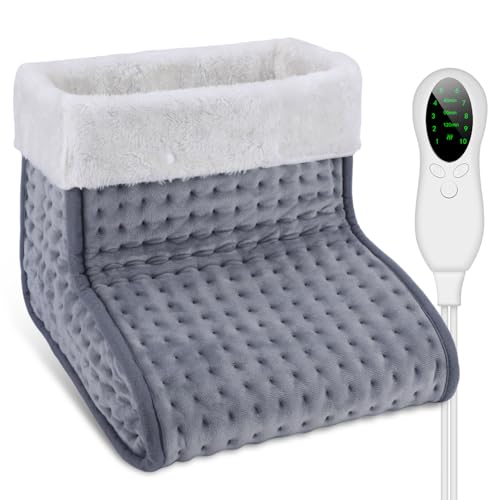 DEWEL Calentador de Pies Eléctrico Calentador Pies 90W 10 Niveles de Temperatura 30-60℃ Temporizador de 45/90/120min Calientapiés Eléctrico Forro Extraíble y Lavable hasta Talla de 46