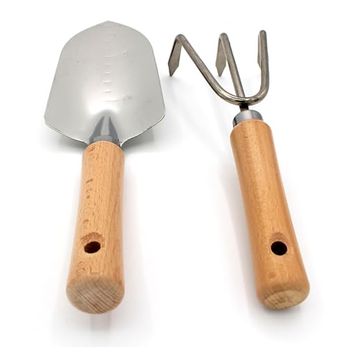 Set personalizado de herramientas de jardín con mango de madera miniatura 6