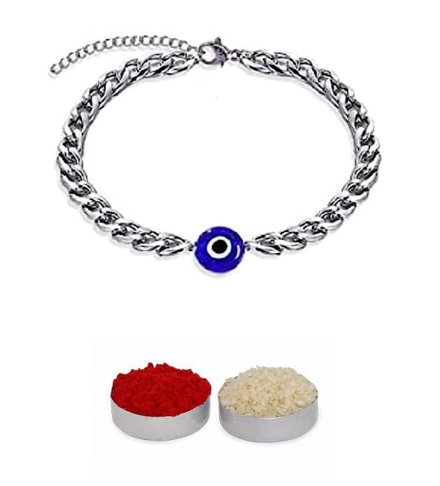 El Regalo Unisex-Adult 1Pc Cz Evil Eye Stainless Steel Rakhi For Brother - Anti Tarnish/No Rust/Waterproof Evil Eye Designer Rakhi With Roli Chawal, Rakhi Message Card In Rakhi Gift Box (Option-2) (B0CBXBDQVC) Amazon Price History, Amazon Price Tracker