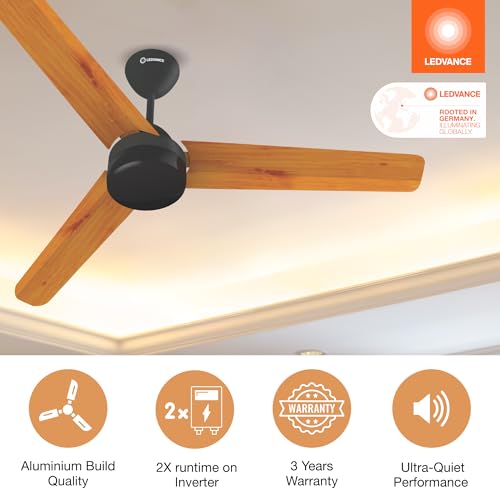 Image of LEDVANCE Aero Master Supreme Bldc Fans Ceiling 1200mm with Remote | Ceiling Fan for Living Room | 5 Star Ceiling Fan | 50% Energy Saving | Operates Silently | Smart Timer Mode | 3 Yr Warranty-Teakwood