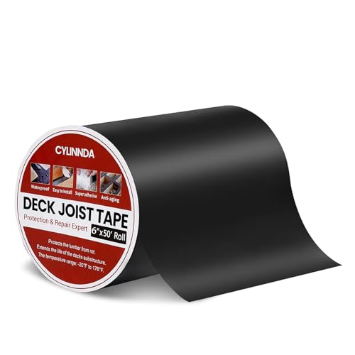 Black Butyl Joist Tape - 1 Roll, 6' x 50', Waterproof, Anticorrosion Flashing for Wood Joists &amp; Beams