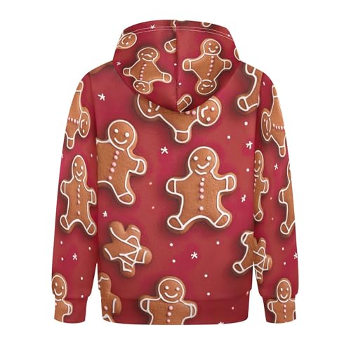Kids Hoodies Sweaters Christmas Gingerbread Hooded Sweatshirts with Big Pockets for Boys Girls B04000222