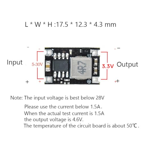 3.3V Regulator 6pcs Mini Reducer DC 4.75-23V 5V 12V Buck to 3.3V Buck Converter Board 1.8A Output Mini360 Small Size Aircraft Model MP1584EN Power Module(3.3 Volts)4