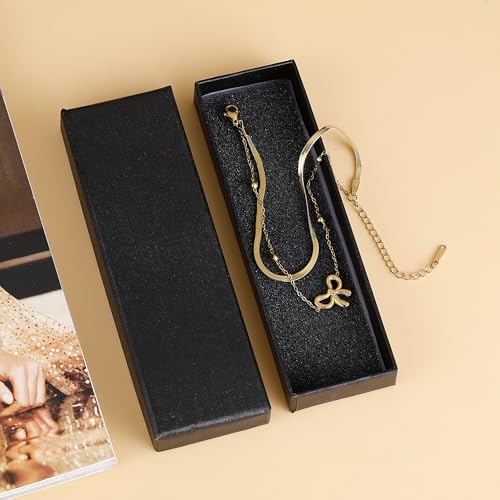 Image of Lcbulu Gold Ankle Bracelets for Women - 14k Gold Plated Waterproof Layered Lightweight Simple Chain Bow Anklets Set Adjustable Beach Fashion Jewelry