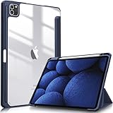Fintie iPad Pro 11 ケース 2022/ 2021/ 2020/2018 11インチ 透明バックカバー Apple Pencil 収納可能 Apple Pencil 2 ワイヤレス充電対応 三つ折スタンド スリープ機能 軽量 薄型 傷つけ防止 PU合成レザー TPU (モデル番号A2435、A2759、A2761、A2762)(ネイビー)