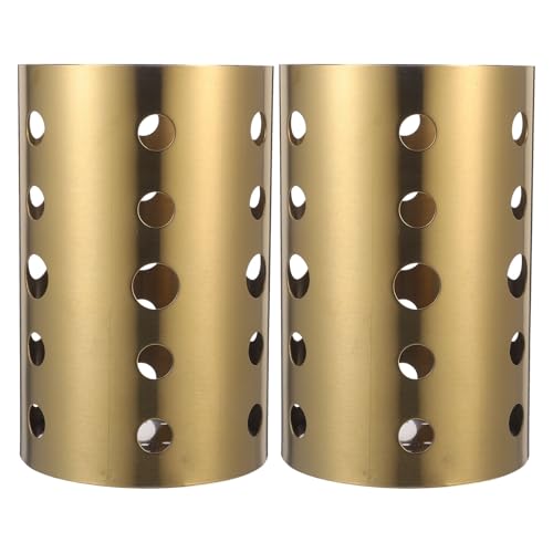 Happyyami 2個 ステンレス製箸立て キッチンツール収納器具 水切り付きカトラリー乾燥ホルダー 台所用調理器具整理ラック