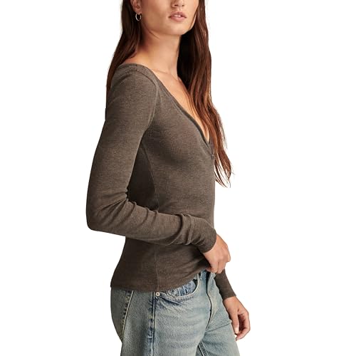 Image of Lucky Brand Women's V-Neck Snap Henley