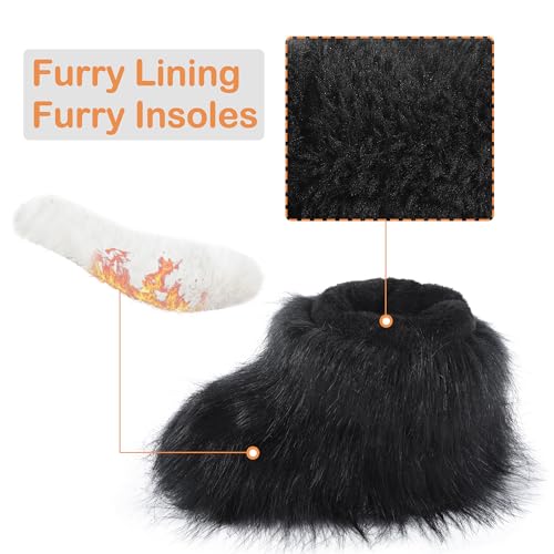 Kids Fuzzy Snow Boots Fluffy Outdoor Flat Boots Winter Warm Faux Fur Snow Shoes for Boys & Girls4