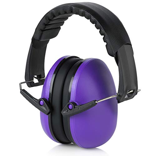 Hearing Protection and Noise Reduction Earmuffs - Lightweight, Adjustable and Foldable NRR 20dB Safety Ear Protection for Shooting, Heavy Machinery Work and Hunting Fits Adults and Kids, Purple