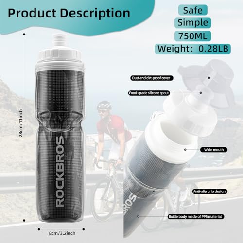Rockbros 35210019001/USA 2024 Insulated Bike Water Bottles Keep Water Cool thumb #6