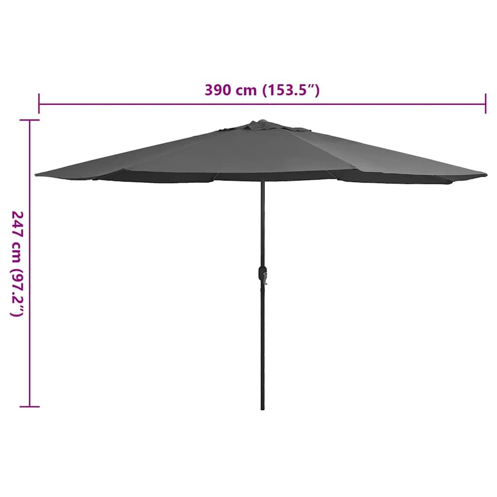 Generisch Parasol przeciwsłoneczny, 390 cm, kolor piaskowo-biały, odporny na promieniowanie UV parasol tarasowy z poliestru z mocnym metalowym masztem i 8 wytrzymałymi żebrami parasola, mechanizm