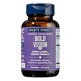 Wiley's Finest Wild Alaskan Fish Oil Bold Vision - Fish Oil Eye Health Supplement with Lutein, Zeaxanthin, Bilberry, Omega-7, Vitamin E, and Zinc - 60 Softgels (30 Servings)