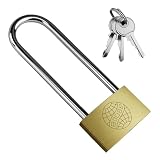 1 cadenas avec longue anse - Robuste - Avec 3 clés - Cadenas en laiton - Résistant aux int...